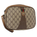 GUCCI GG Supreme Web Sherry Line Bag PVC Beige Brown 89 01 034 Auth 146999-1