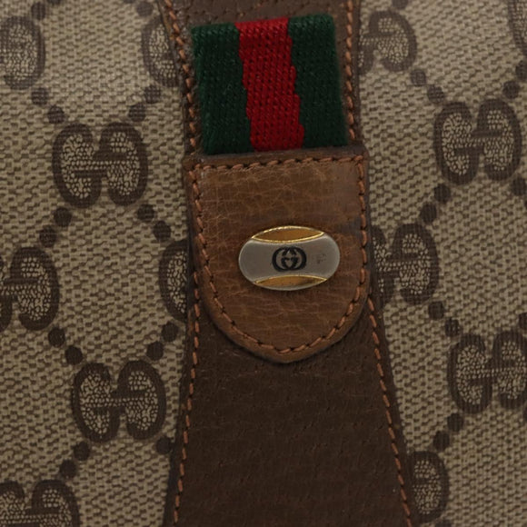 GUCCI GG Supreme Web Sherry Line Bag PVC Beige Brown 89 01 034 Auth 146999
