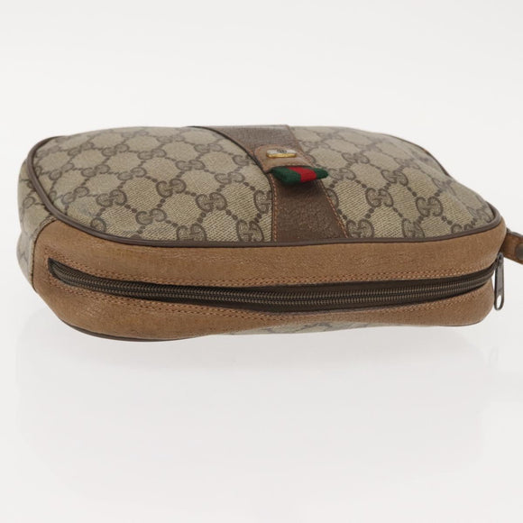 GUCCI GG Supreme Web Sherry Line Bag PVC Beige Brown 89 01 034 Auth 146999