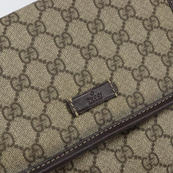 GUCCI GG Supreme Shoulder Bag PVC Beige Gold 223666 Auth 147008