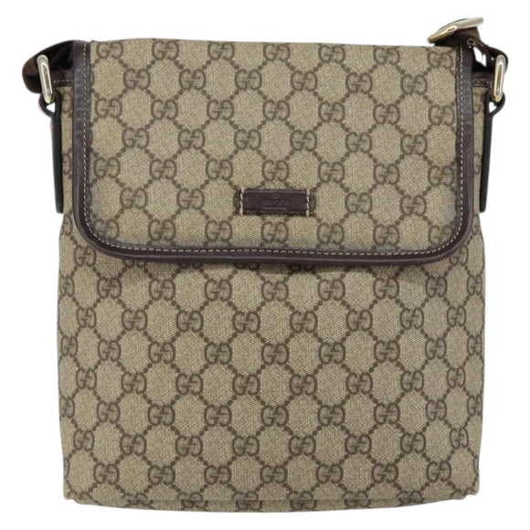 GUCCI GG Supreme Shoulder Bag PVC Beige Gold 223666 Auth 147008