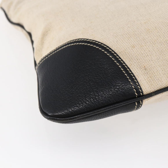 PRADA Hand Bag Canvas Beige Silver Auth 147009