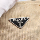 PRADA Hand Bag Canvas Beige Silver Auth 147009-17