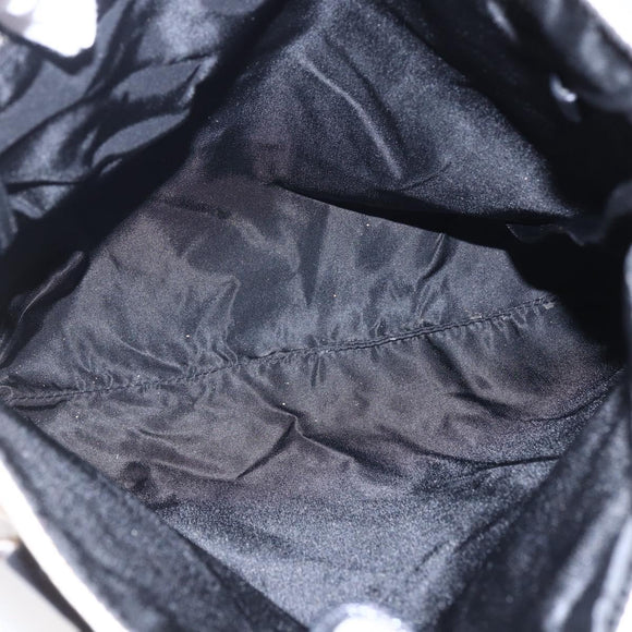 PRADA Hand Bag Canvas Beige Silver Auth 147009