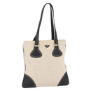PRADA Hand Bag Canvas Beige Silver Auth 147009-1