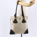 PRADA Hand Bag Canvas Beige Silver Auth 147009-24