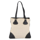 PRADA Hand Bag Canvas Beige Silver Auth 147009-2
