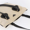 PRADA Hand Bag Canvas Beige Silver Auth 147009-6