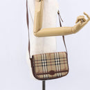 Burberrys Nova Check Shoulder Bag PVC Beige Gold Auth 147010-21