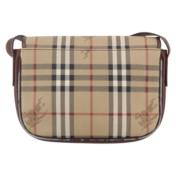 Burberrys Nova Check Shoulder Bag PVC Beige Gold Auth 147010