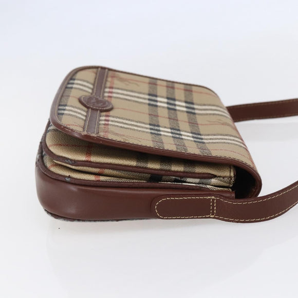 Burberrys Nova Check Shoulder Bag PVC Beige Gold Auth 147010