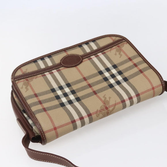 Burberrys Nova Check Shoulder Bag PVC Beige Gold Auth 147010