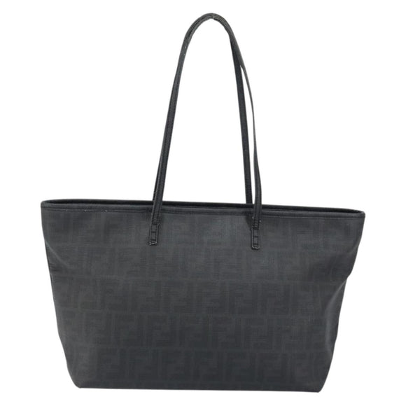 FENDI Zucca Canvas Tote Bag PVC Black Gold Auth 147011