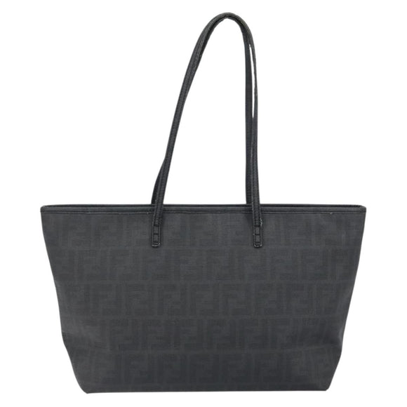 FENDI Zucca Canvas Tote Bag PVC Black Gold Auth 147011
