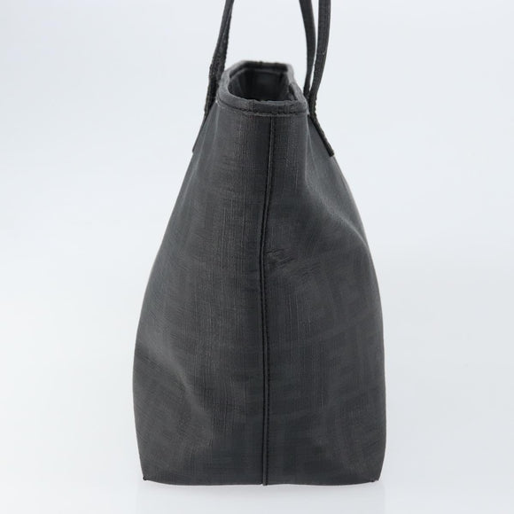 FENDI Zucca Canvas Tote Bag PVC Black Gold Auth 147011