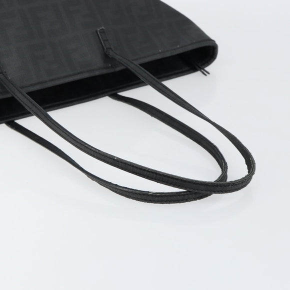 FENDI Zucca Canvas Tote Bag PVC Black Gold Auth 147011