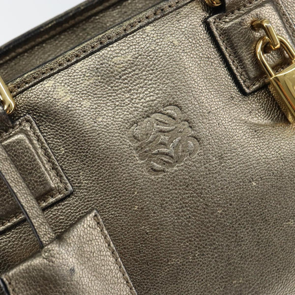 LOEWE Anagram Americana 28 Hand Bag Leather Gold Auth 147012