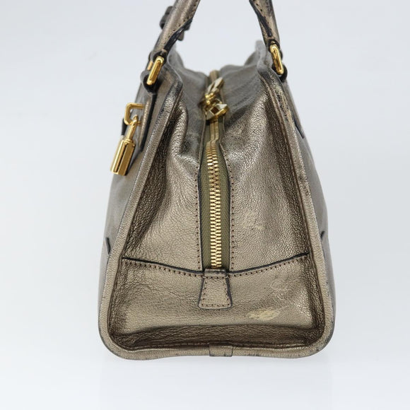 LOEWE Anagram Americana 28 Hand Bag Leather Gold Auth 147012