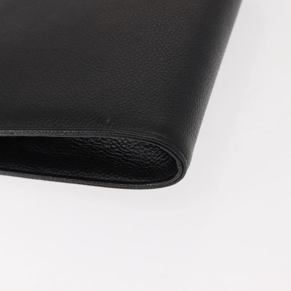 SAINT LAURENT Clutch Bag Leather Black Gold Auth 147024V