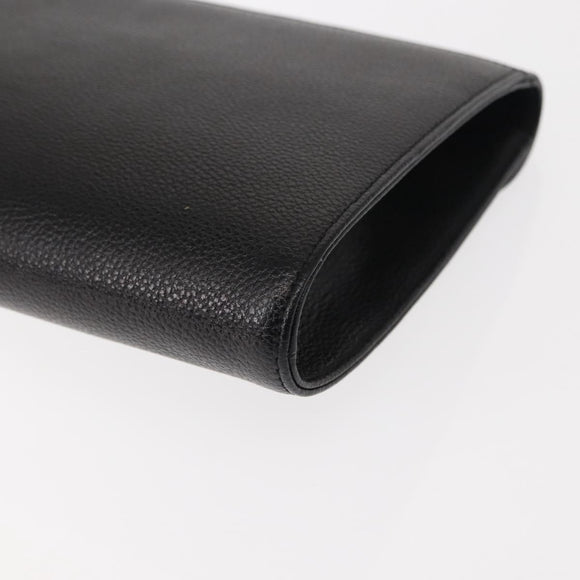 SAINT LAURENT Clutch Bag Leather Black Gold Auth 147024V
