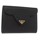 SAINT LAURENT Clutch Bag Leather Black Gold Auth 147024V-1