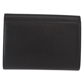 SAINT LAURENT Clutch Bag Leather Black Gold Auth 147024V - 0