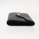 SAINT LAURENT Clutch Bag Leather Black Gold Auth 147024V-3