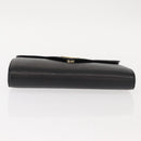 SAINT LAURENT Clutch Bag Leather Black Gold Auth 147024V-6