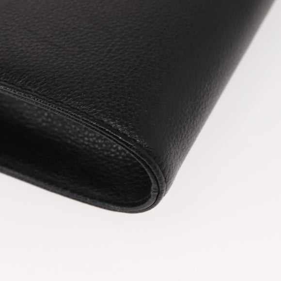 SAINT LAURENT Clutch Bag Leather Black Gold Auth 147024V