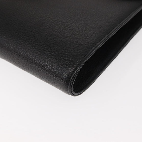 SAINT LAURENT Clutch Bag Leather Black Gold Auth 147024V
