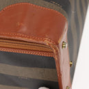 FENDI Pecan Canvas Trunk Case PVC Black Brown Auth 147028-10