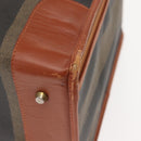 FENDI Pecan Canvas Trunk Case PVC Black Brown Auth 147028-15