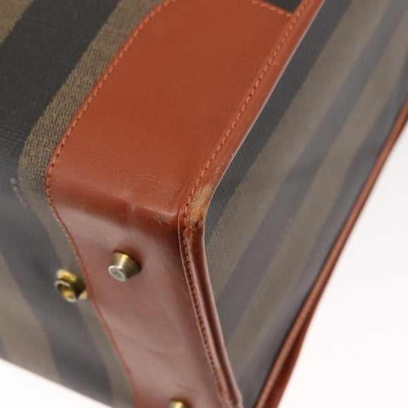 FENDI Pecan Canvas Trunk Case PVC Black Brown Auth 147028