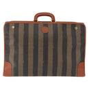 FENDI Pecan Canvas Trunk Case PVC Black Brown Auth 147028-13