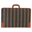 FENDI Pecan Canvas Trunk Case PVC Black Brown Auth 147028-2
