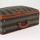 FENDI Pecan Canvas Trunk Case PVC Black Brown Auth 147028-6