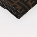 FENDI Zucca Canvas Long Wallet Black Brown Auth 147038V-15