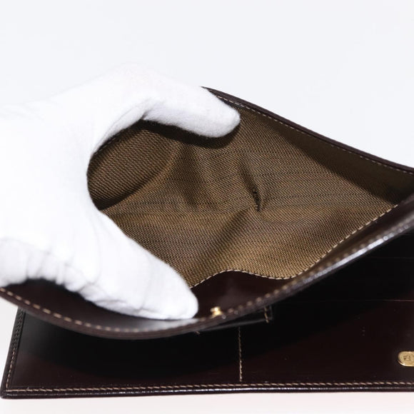 FENDI Zucca Canvas Long Wallet Black Brown Auth 147038V