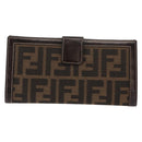 FENDI Zucca Canvas Long Wallet Black Brown Auth 147038V-2