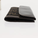 FENDI Zucca Canvas Long Wallet Black Brown Auth 147038V-3