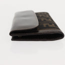 FENDI Zucca Canvas Long Wallet Black Brown Auth 147038V-4