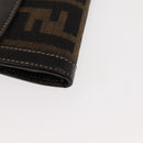 FENDI Zucca Canvas Long Wallet Black Brown Auth 147038V-7
