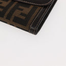 FENDI Zucca Canvas Long Wallet Black Brown Auth 147038V-14