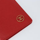 CHANEL Card Case Leather Red CC Auth 147039V-8