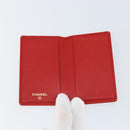 CHANEL Card Case Leather Red CC Auth 147039V-9