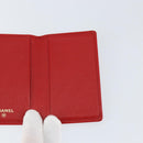 CHANEL Card Case Leather Red CC Auth 147039V-17