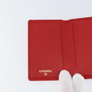 CHANEL Card Case Leather Red CC Auth 147039V-18