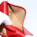 CHANEL Card Case Leather Red CC Auth 147039V-10