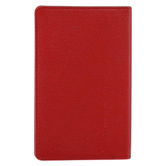 CHANEL Card Case Leather Red CC Auth 147039V
