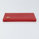 CHANEL Card Case Leather Red CC Auth 147039V-3